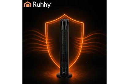 Sloupový oscilačný ventilátor 83 cm, 45 W – čierny + diaľkové ovládanie
