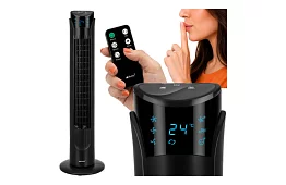 Sloupový oscilačný ventilátor 83 cm, 45 W – čierny + diaľkové ovládanie
