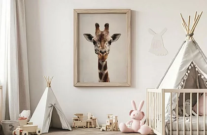 Jemný pohľad - obraz - Minimalistický portrét žirafy 48