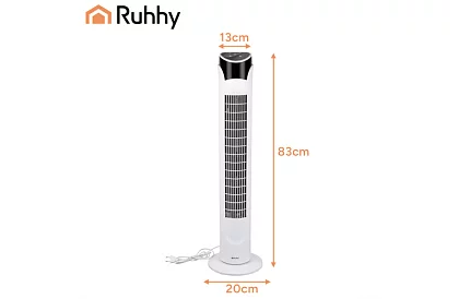 Sloupový oscilačný ventilátor 83 cm, 45 W – biely + diaľkové ovládanie