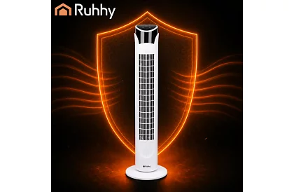 Sloupový oscilačný ventilátor 83 cm, 45 W – biely + diaľkové ovládanie