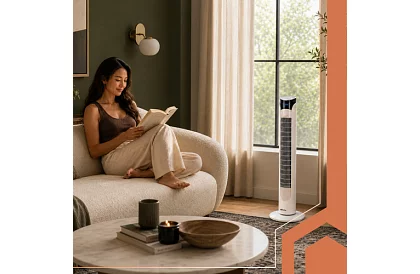Sloupový oscilačný ventilátor 83 cm, 45 W – biely + diaľkové ovládanie