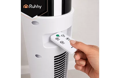 Sloupový oscilačný ventilátor 83 cm, 45 W – biely + diaľkové ovládanie