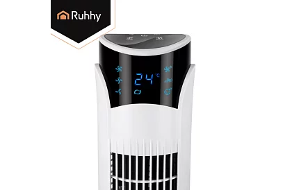 Sloupový oscilačný ventilátor 83 cm, 45 W – biely + diaľkové ovládanie