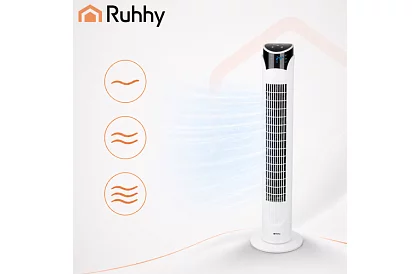 Sloupový oscilačný ventilátor 83 cm, 45 W – biely + diaľkové ovládanie