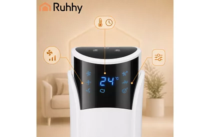 Sloupový oscilačný ventilátor 83 cm, 45 W – biely + diaľkové ovládanie