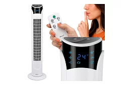 Sloupový oscilačný ventilátor 83 cm, 45 W – biely + diaľkové ovládanie