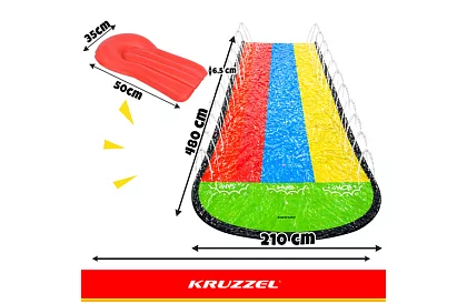 Trojitá vodná šmýkačka s fontánou 480 cm + 3 plavidlá