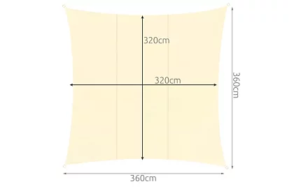 Stínící slnečná plachta 3,6 × 3,6 m – béžová