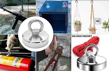 Sada na magnet fishing – neodymový magnet N52 - 61 kg + lano 10 m
