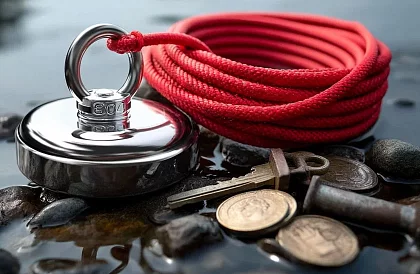 Sada na magnet fishing – neodymový magnet N52 - 61 kg + lano 10 m
