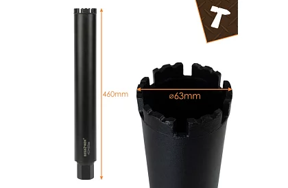 Diamantový jadrový vrták 63×450 mm - závit 1,1/4 UNC