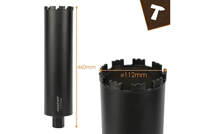 Diamantový jadrový vrták 112 × 460 mm - 1.1/4 UNC pre betón, kameň a železobetón