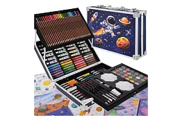 Sada umeleckých potrieb pre deti 145 dielov + XXL puzdro Astronaut
