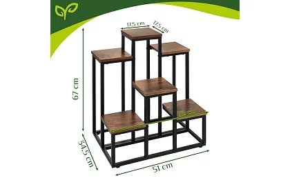 Elegantný kovový stojan na kvety 67 × 34,5 × 51 cm – 6 úrovní