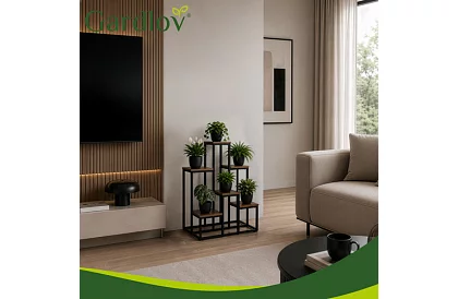 Elegantný kovový stojan na kvety 67 × 34,5 × 51 cm – 6 úrovní