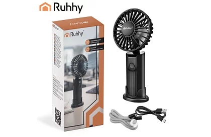 Mini prenosný ventilátor 2400 mAh USB-C – ručný, stolný a závesný ventilátor