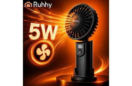 Mini prenosný ventilátor 2400 mAh USB-C – ručný, stolný a závesný ventilátor