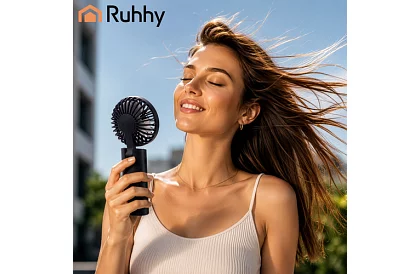 Mini prenosný ventilátor 2400 mAh USB-C – ručný, stolný a závesný ventilátor