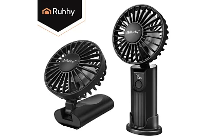 Mini prenosný ventilátor 2400 mAh USB-C – ručný, stolný a závesný ventilátor
