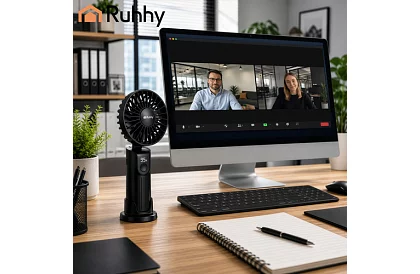 Mini prenosný ventilátor 2400 mAh USB-C – ručný, stolný a závesný ventilátor