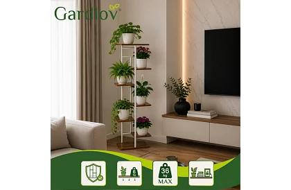 Elegantný kovový stojan na kvety 120 × 42 × 23,5 cm – 7 úrovní