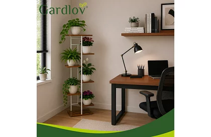 Elegantný kovový stojan na kvety 120 × 42 × 23,5 cm – 7 úrovní