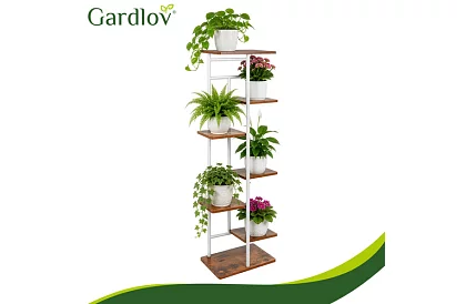 Elegantný kovový stojan na kvety 120 × 42 × 23,5 cm – 7 úrovní