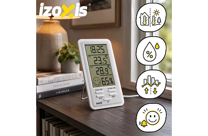 Bezdrôtová meteorologická stanica – teplomer, vlhkomer, hodiny a budík