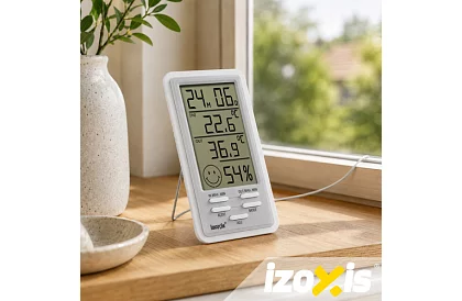 Bezdrôtová meteorologická stanica – teplomer, vlhkomer, hodiny a budík