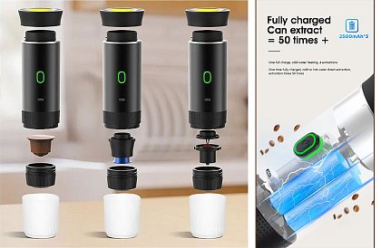 Prenosný espresso kávovar 3v1 s tlakom 20 barov, USB-C a ohrevom vody