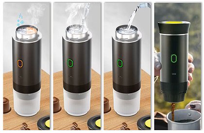 Prenosný espresso kávovar 3v1 s tlakom 20 barov, USB-C a ohrevom vody