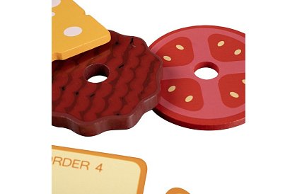 Drevená skladačka Burger – vzdelávacia hračka pre rozvoj motoriky a logického myslenia
