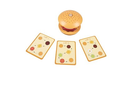 Drevená skladačka Burger – vzdelávacia hračka pre rozvoj motoriky a logického myslenia