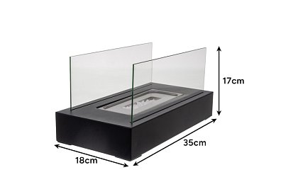Voľne stojaci biokrb 35 × 18 × 17 cm – bez dymu, na bioetanol, so 2 sklenenými stenami