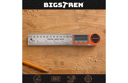 Digitálny elektronický uhloomer 360°, 200 mm s LCD – presné meranie uhlov