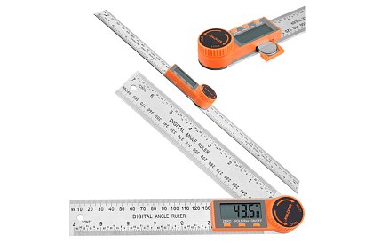Digitálny elektronický uhloomer 360°, 200 mm s LCD – presné meranie uhlov