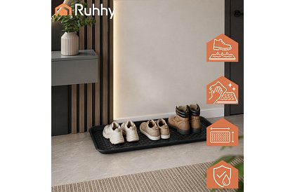 Odkvapkávač topánok – podložka pod obuv XXL, 75,5 × 38 cm, čierna