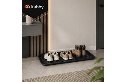 Odkvapkávač topánok – podložka pod obuv XXL, 75,5 × 38 cm, čierna
