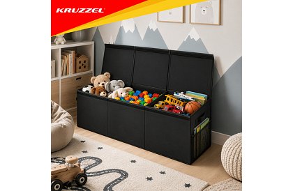 XXL truhla na hračky 132 l s víkom, čierny organizér 94 cm