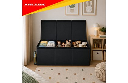 XXL truhla na hračky 132 l s víkom, čierny organizér 94 cm