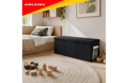 XXL truhla na hračky 132 l s víkom, čierny organizér 94 cm
