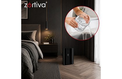 Odvlhčovač vzduchu Zortiva 90 W, 2 l, hygrostat, časovač, diaľkové ovládanie – čierny