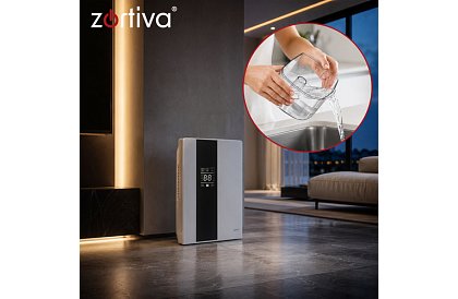 Odvlhčovač vzduchu Zortiva 90 W, 2 l, hygrostat, časovač, diaľkové ovládanie - biely
