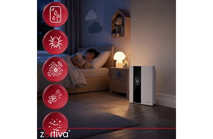 Odvlhčovač vzduchu Zortiva 90 W, 2 l, hygrostat, časovač, diaľkové ovládanie - biely