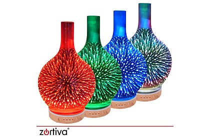 Aroma difuzér Zortiva 200 ml, RGB LED lampa, 3D efekt, aromaterapia