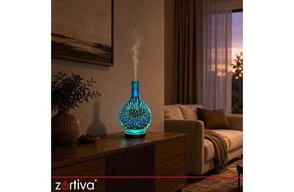 Aroma difuzér Zortiva 200 ml, RGB LED lampa, 3D efekt, aromaterapia
