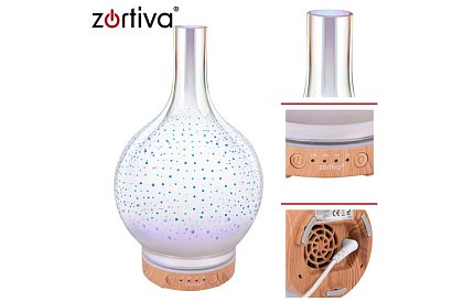 Aroma difuzér Zortiva 200 ml, RGB LED lampa, 3D efekt, aromaterapia