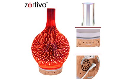 Aroma difuzér Zortiva 200 ml, RGB LED lampa, 3D efekt, aromaterapia