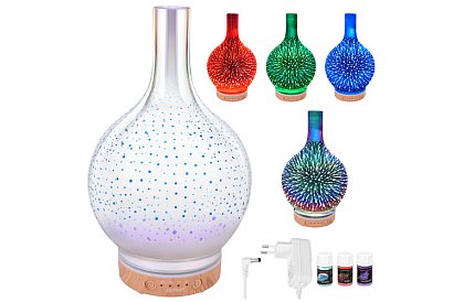 Aroma difuzér Zortiva 200 ml, RGB LED lampa, 3D efekt, aromaterapia